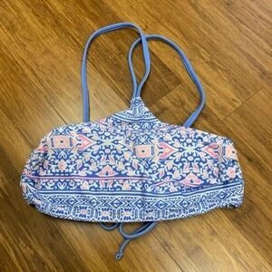 Xhilaration Pastel Boho High Neck Halter‎ Lace-up Bikini Top Blue Pink - Size M